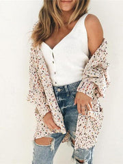 Multicolored Open Front Cardigan - Trendsi