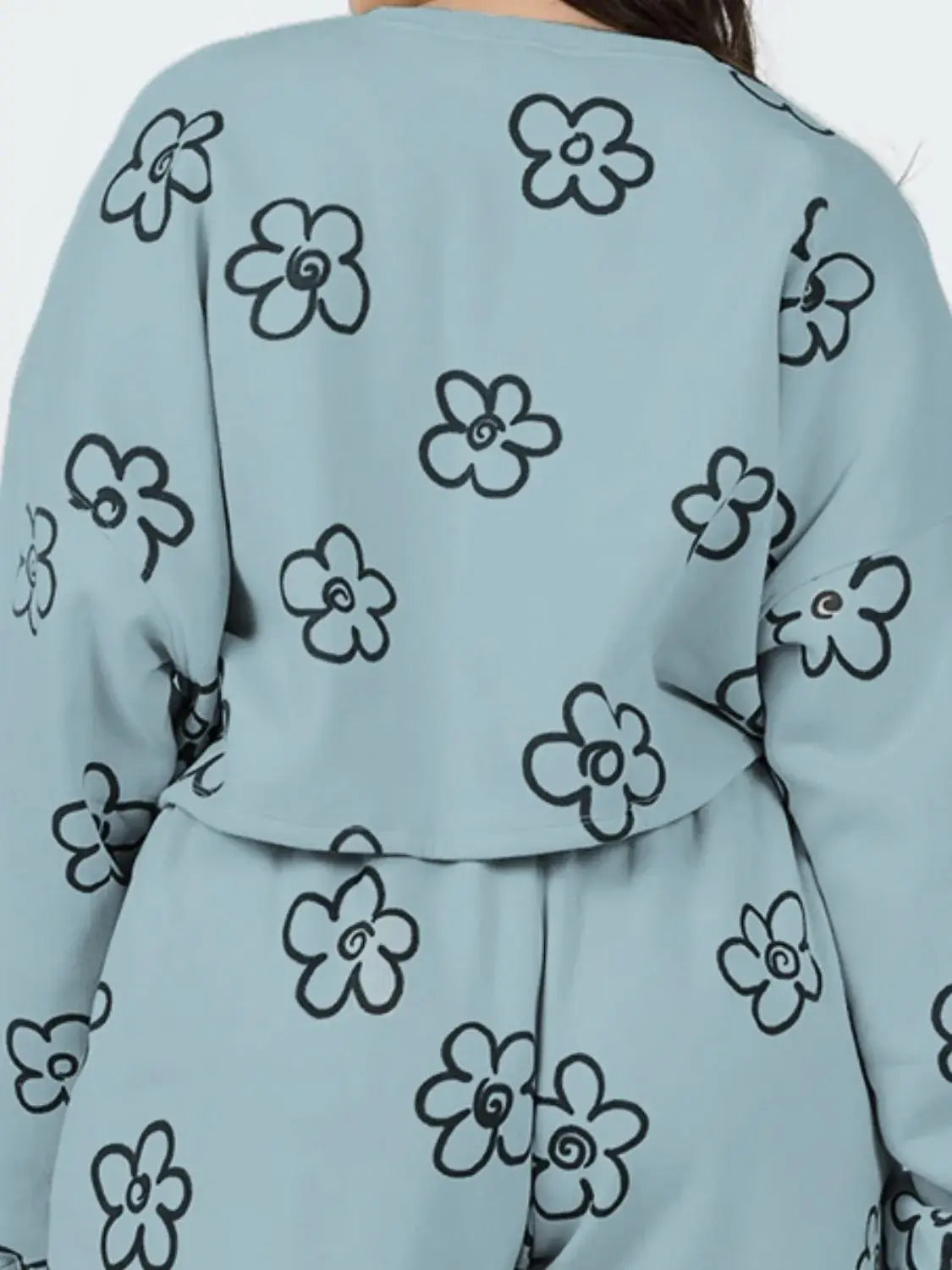 Floral Dropped Shoulder Sweatshirt and Shorts Set - Trendsi - Flyclothing LLC