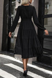 Tiered Ruched Button Up Midi Dress - Trendsi