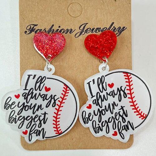 Heart Shape Sports Theme Acrylic Dangle Earrings - Trendsi