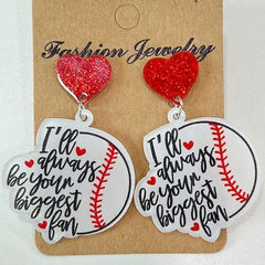 Heart Shape Sports Theme Acrylic Dangle Earrings - Trendsi
