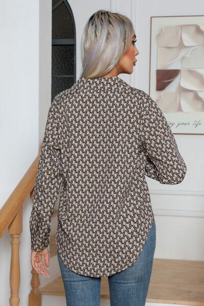 Printed Buttoned Long Sleeve Shirt - Trendsi