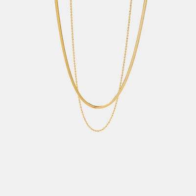 18K Gold-Plated Double-Layered Necklace - Trendsi - Flyclothing LLC
