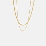 18K Gold-Plated Double-Layered Necklace - Trendsi - Flyclothing LLC