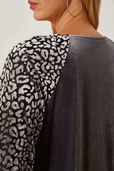 Leopard Round Neck Half Sleeve Blouse - Trendsi - Flyclothing LLC