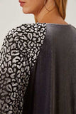 Leopard Round Neck Half Sleeve Blouse - Trendsi - Flyclothing LLC