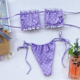 Frill Trim Ruched Bikini Set - Trendsi