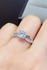 2 Carat Moissanite Crisscross 925 Sterling Silver Ring - Trendsi - Flyclothing LLC