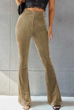 Ribbed High Waist Flare Pants - Trendsi - Flyclothing LLC