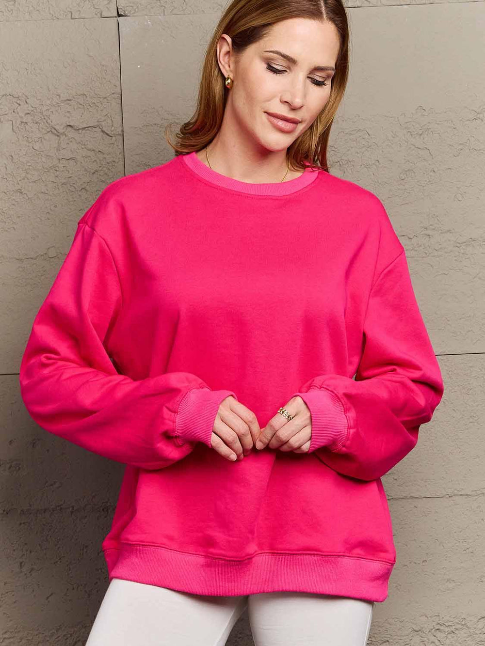 Simply Love Full Size Dropped Shoulder Sweatshirt - Trendsi