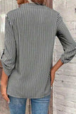 Striped Notched Roll-Tab Sleeve Shirt - Trendsi - Flyclothing LLC