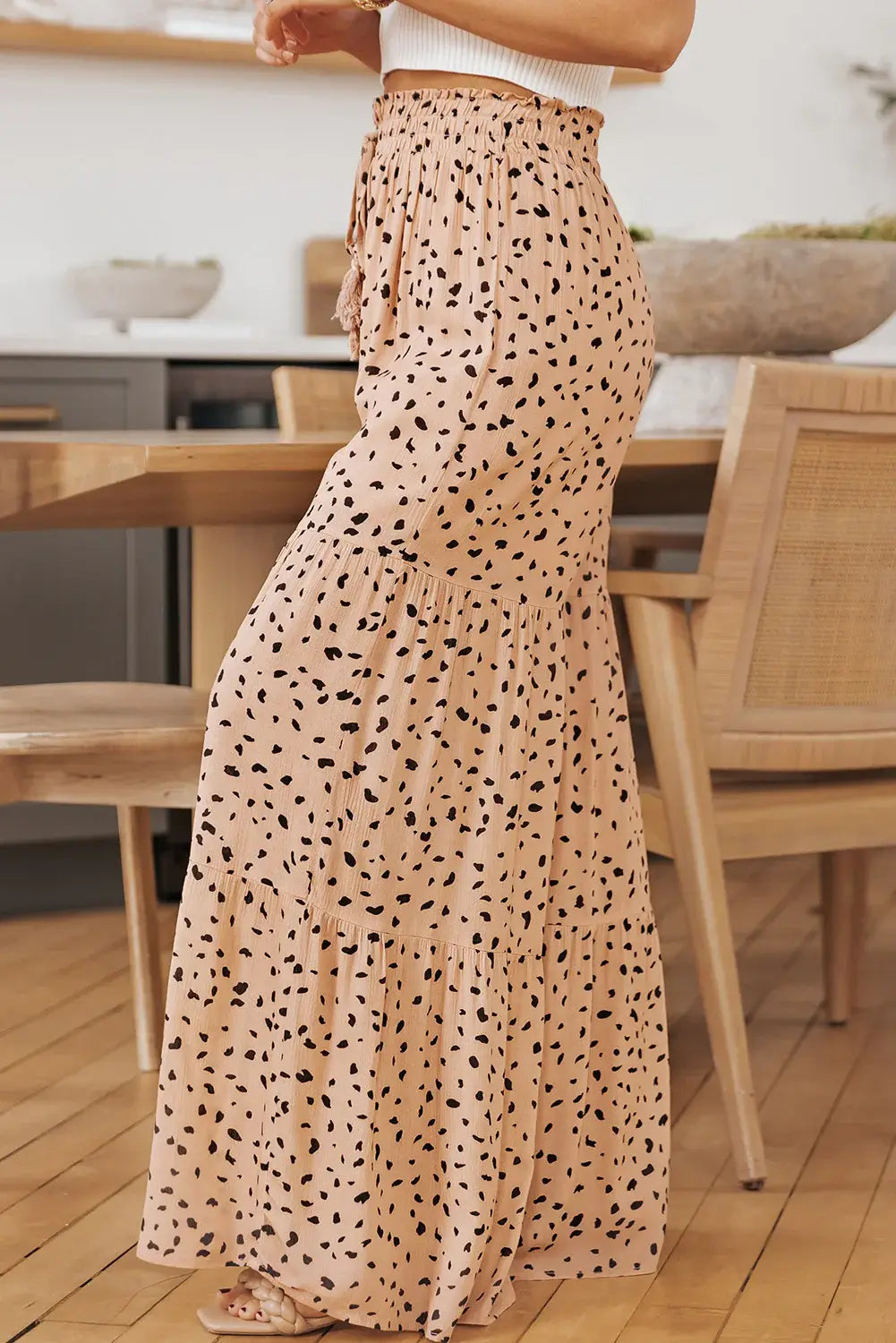Printed Wide Tiered Pants - Trendsi - Flyclothing LLC