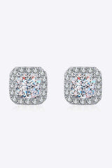 925 Sterling Silver Inlaid 2 Carat Moissanite Square Stud Earrings - Trendsi - Flyclothing LLC