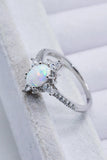 Platinum-Plated Opal and Zircon Ring - Trendsi