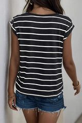 Decorative Button Round Neck T-Shirt - Trendsi - Flyclothing LLC