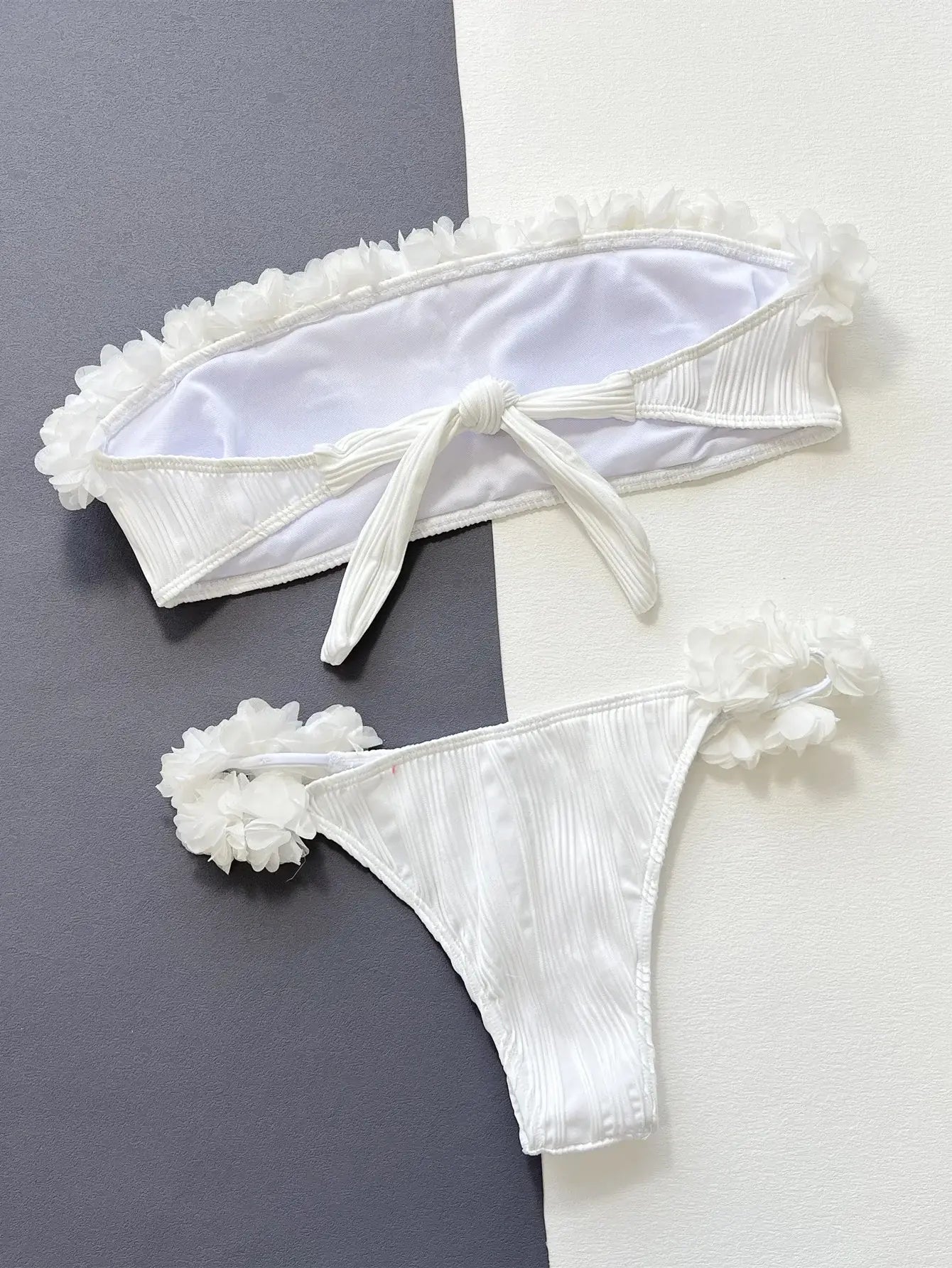 Applique Tie Back Two-Piece Bikini Set - Trendsi - Flyclothing LLC