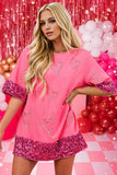 Candy Cane Sequin Half Sleeve T-Shirt - Trendsi