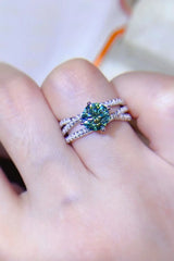 1 Carat Moissanite Contrast 925 Sterling Silver Ring - Trendsi - Flyclothing LLC
