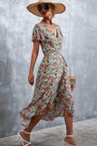 Floral Surplice Neck Tied Midi Dress - Trendsi - Flyclothing LLC