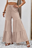 Drawstring Waist Tiered Flare Culottes - Trendsi