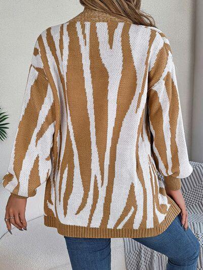 Open Front Animal Print Cardigan - Trendsi