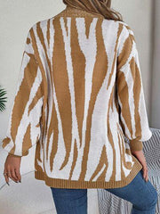 Open Front Animal Print Cardigan - Trendsi