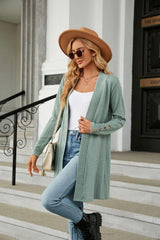 Long Sleeve Open Front Cardigan - Trendsi