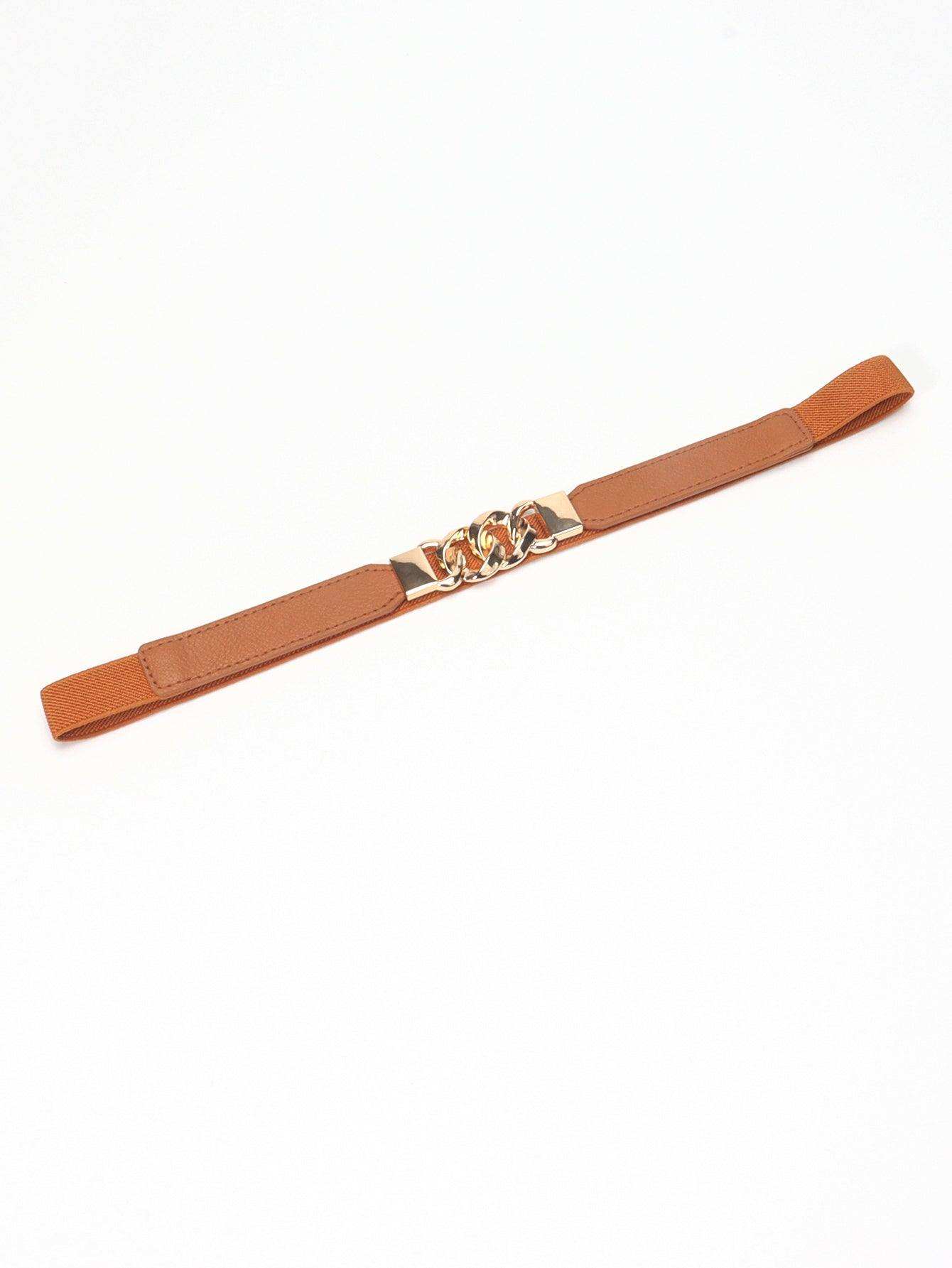 Zinc Alloy Buckle Elastic PU Belt - Trendsi - Flyclothing LLC