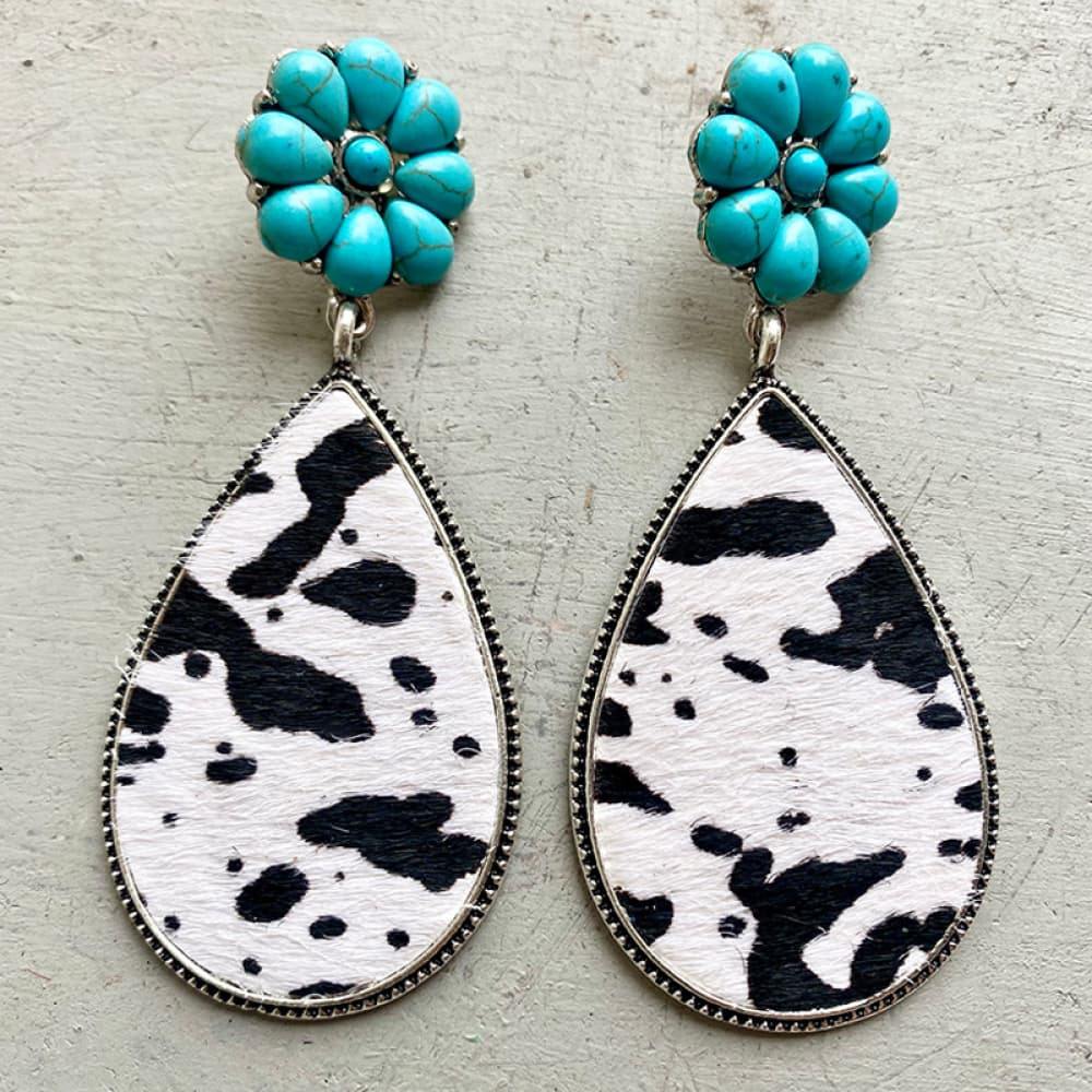 Turquoise Flower Teardrop Earrings - Flyclothing LLC