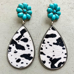 Turquoise Flower Teardrop Earrings - Flyclothing LLC