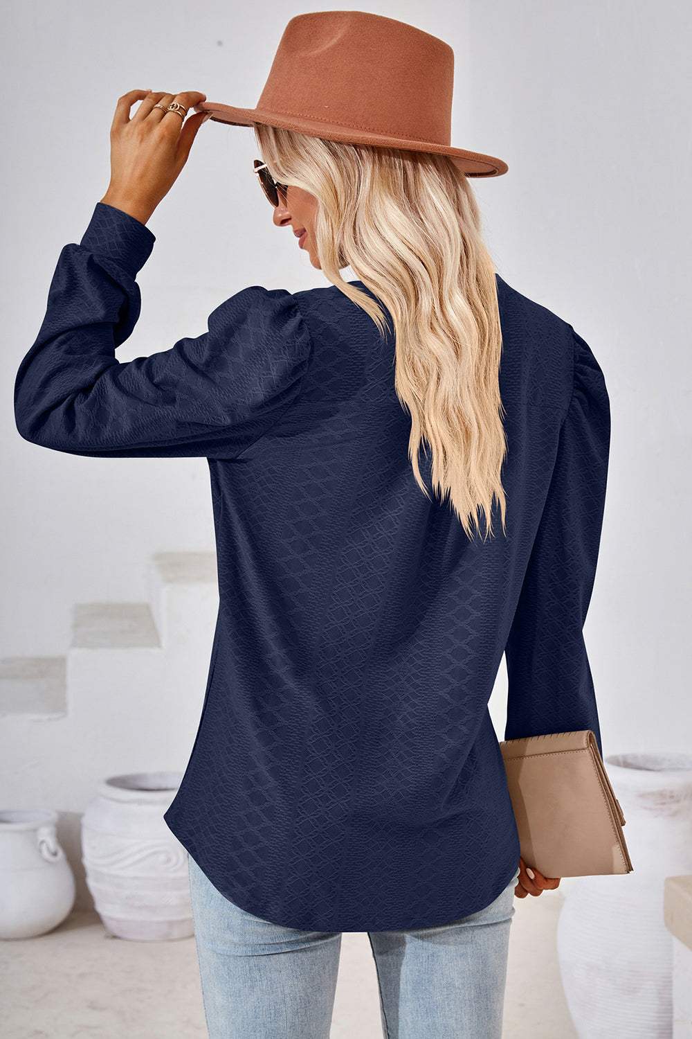 Notched Long Sleeve T-Shirt - Trendsi - Flyclothing LLC