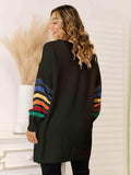 Striped Open Front Dropped Shoulder Cardigan - Trendsi - Flyclothing LLC