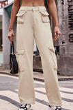 Buttoned Knee Pockets Loose Fit Jeans - Trendsi