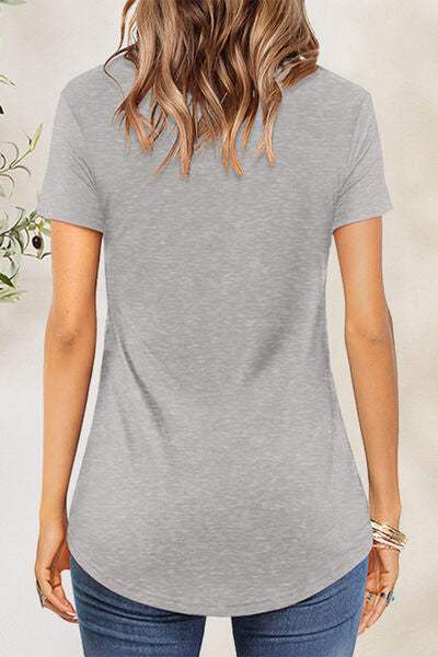 Crisscross Short Sleeve T-Shirt - Trendsi - Flyclothing LLC