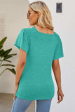 Smocked Round Neck Flutter Sleeve T-Shirt - Trendsi - Flyclothing LLC