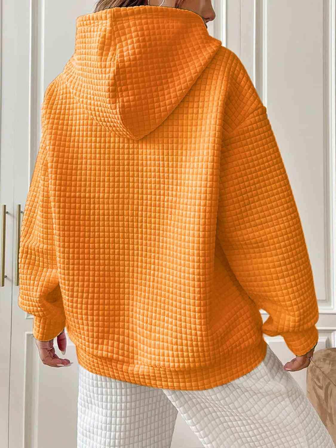 Textured Drawstring Drop Shoulder Hoodie - Trendsi - Flyclothing LLC