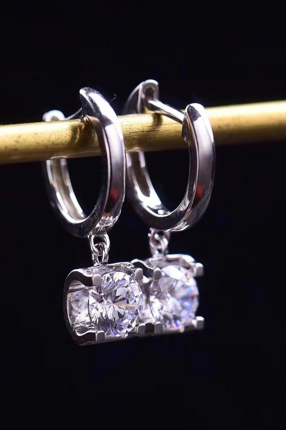 Feel The Surprise 1 Carat Moissanite Platinum-Plated Drop Earrings - Trendsi