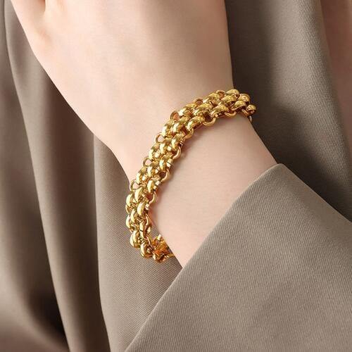 Gold-Plated Toggle Clasp Bracelet - Trendsi