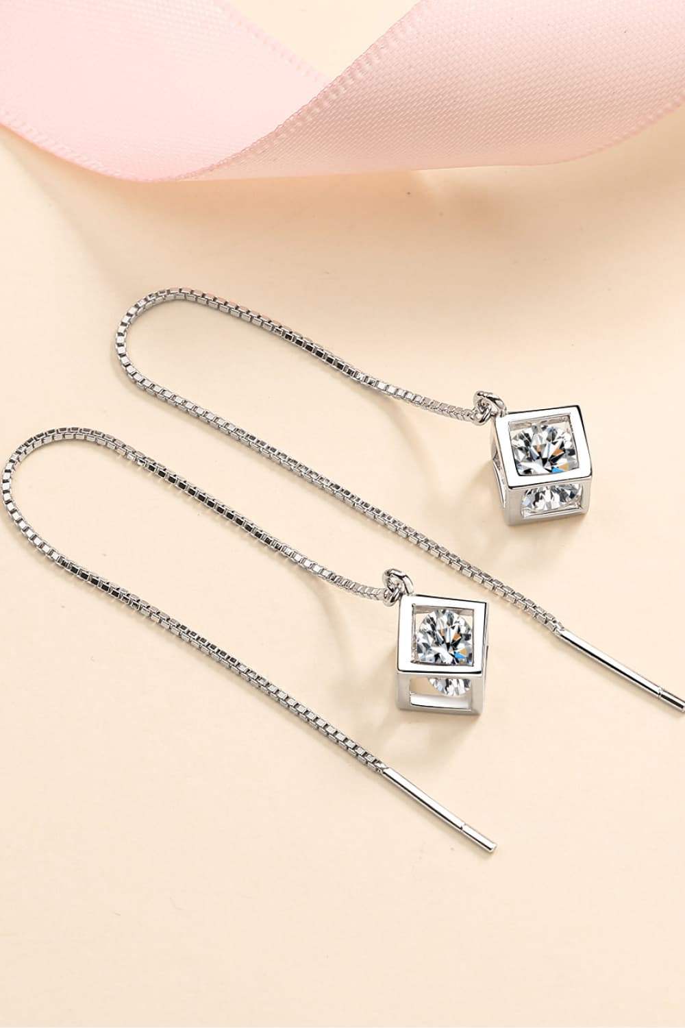 2 Carat Moissanite 925 Sterling Silver Threader Earrings - Trendsi - Flyclothing LLC