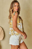 Tied Printed Square Neck Tank - Trendsi - Flyclothing LLC