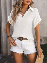 Button Up Short Sleeve Shirt - Trendsi - Flyclothing LLC