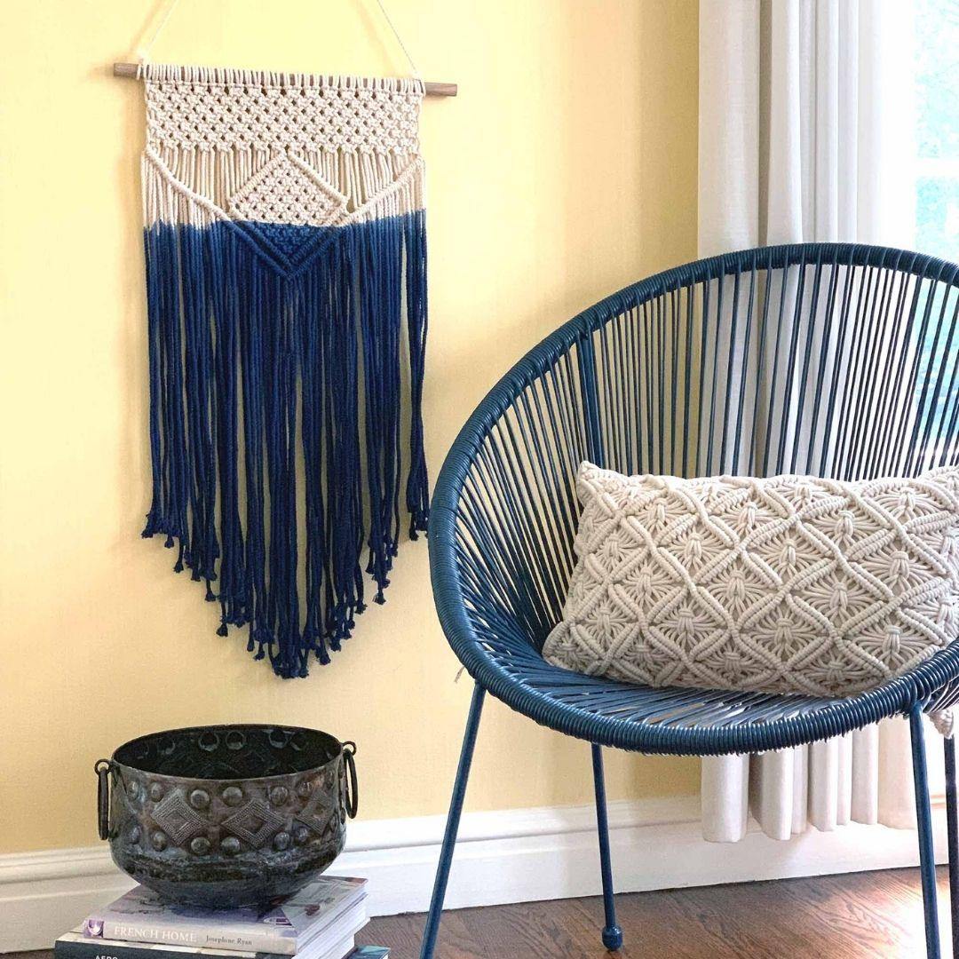 Macrame Wall Hanging in Blue - Flyclothing LLC