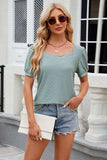 Eyelet Short Sleeve T-Shirt - Trendsi - Flyclothing LLC