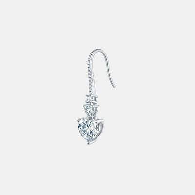 5.44 Carat 925 Sterling Silver Moissanite Heart Drop Earrings - Trendsi - Flyclothing LLC