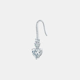 5.44 Carat 925 Sterling Silver Moissanite Heart Drop Earrings - Trendsi