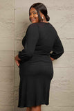 Culture Code Full Size Surplice Flare Ruching Dress - Trendsi - Flyclothing LLC