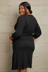 Culture Code Full Size Surplice Flare Ruching Dress - Trendsi