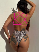 Leopard Plunge Spaghetti Strap One-Piece Swimwear - Trendsi - Flyclothing LLC