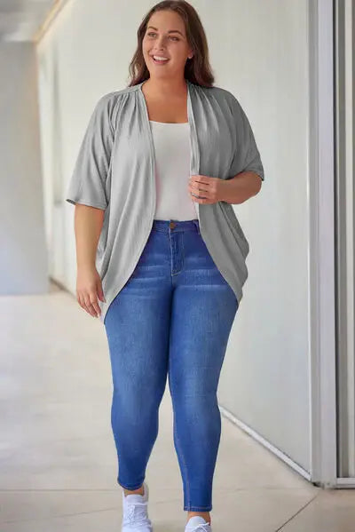 Plus Size Ribbed Cocoon Cover Up - Trendsi - Flyclothing LLC