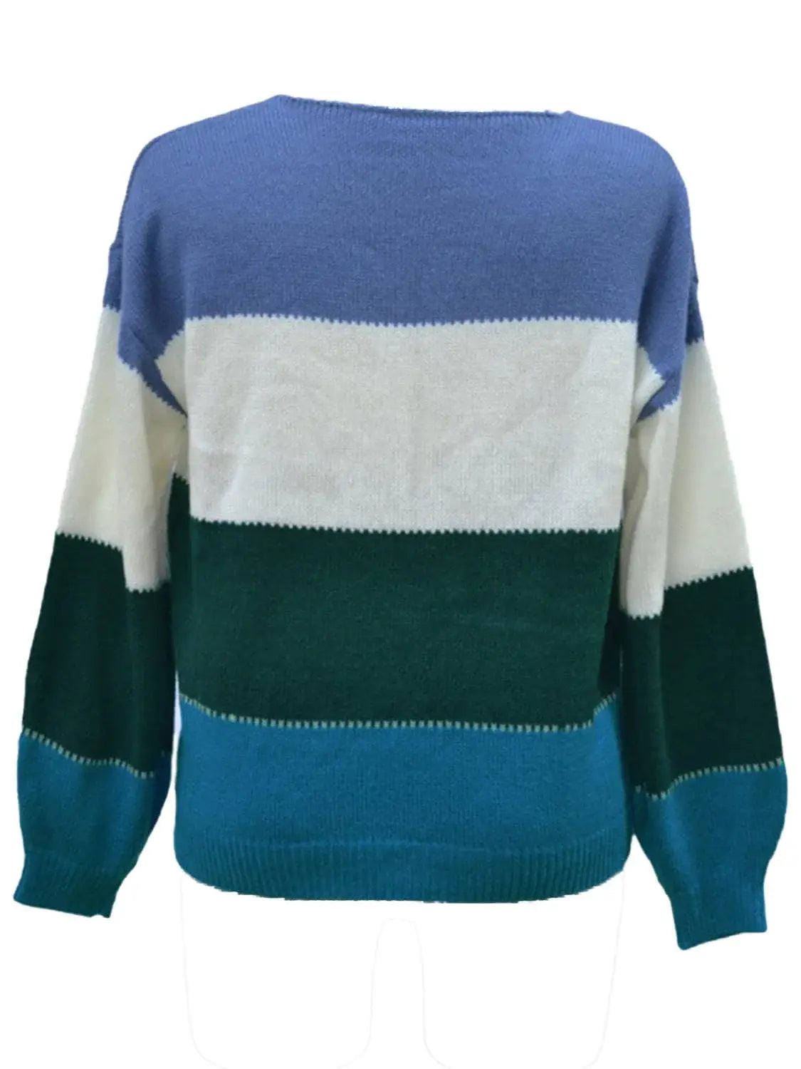 Color Block Round Neck Sweater - Trendsi - Flyclothing LLC